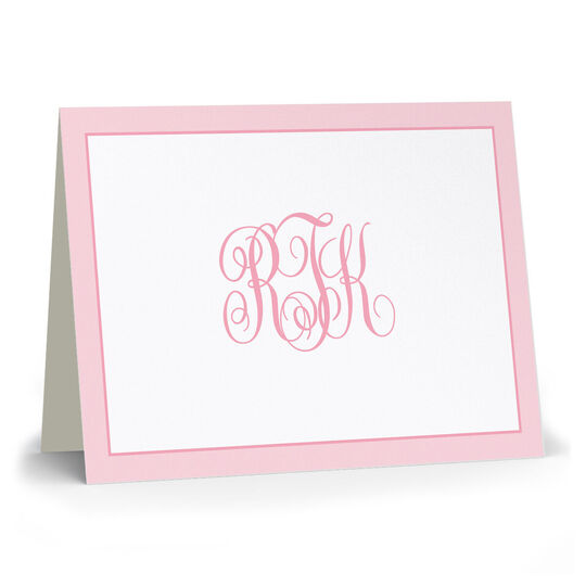 Pink Simple Border Folded Note Cards